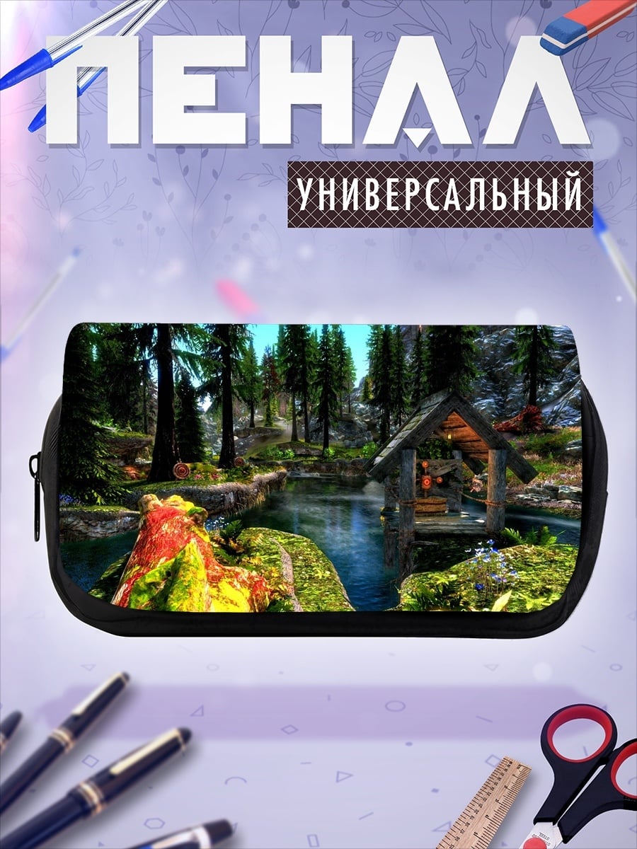Пенал-косметичка Лесная хижина у воды