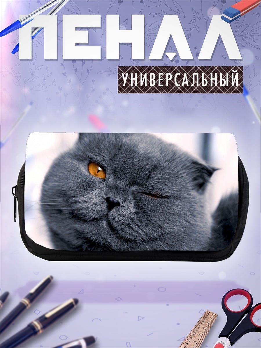 Пенал-косметичка Хитрый серый кот