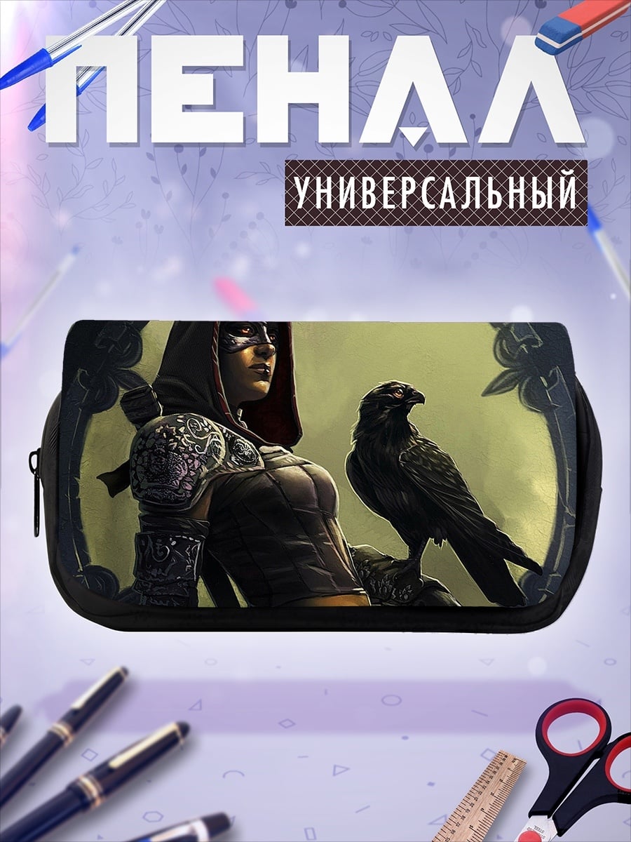 Пенал-косметичка Девушка с вороном