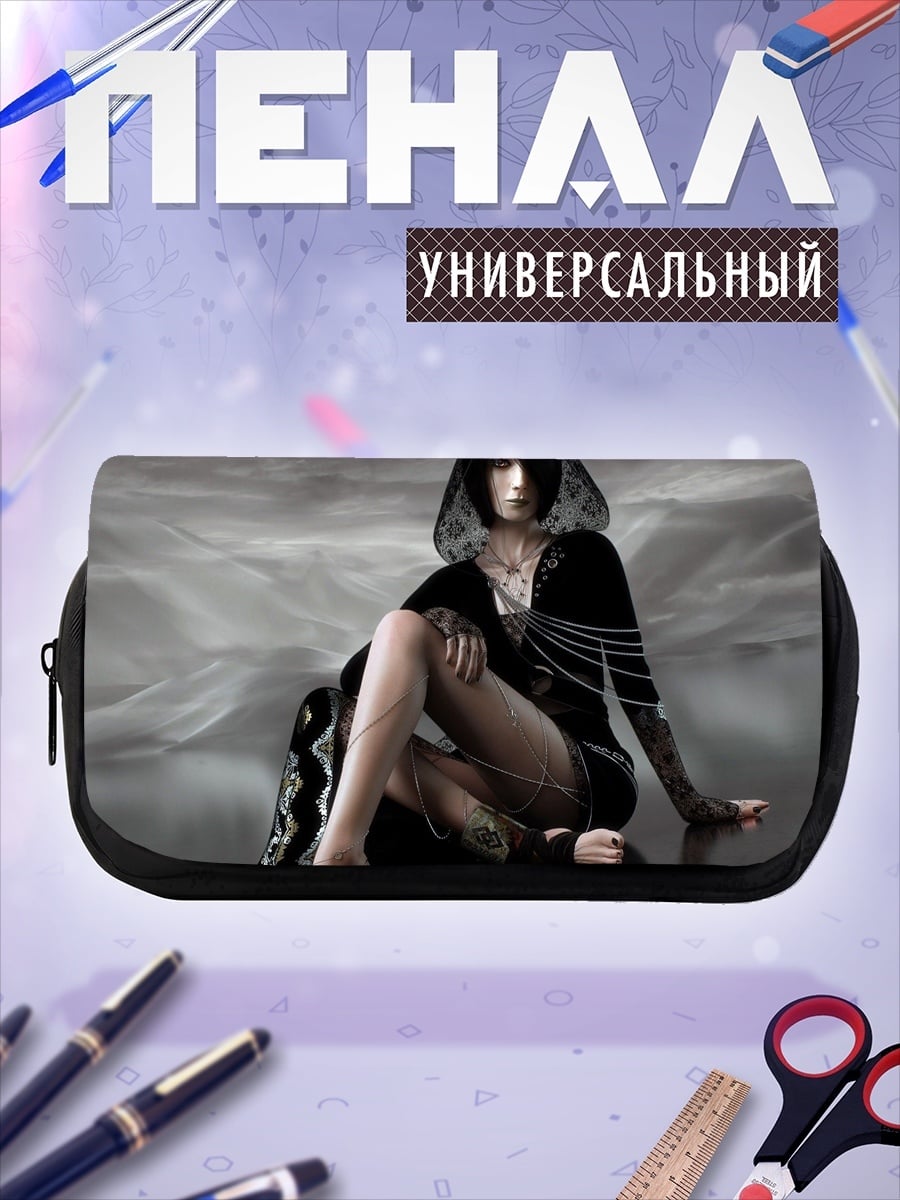 Пенал-косметичка Девушка в черном капюшоне