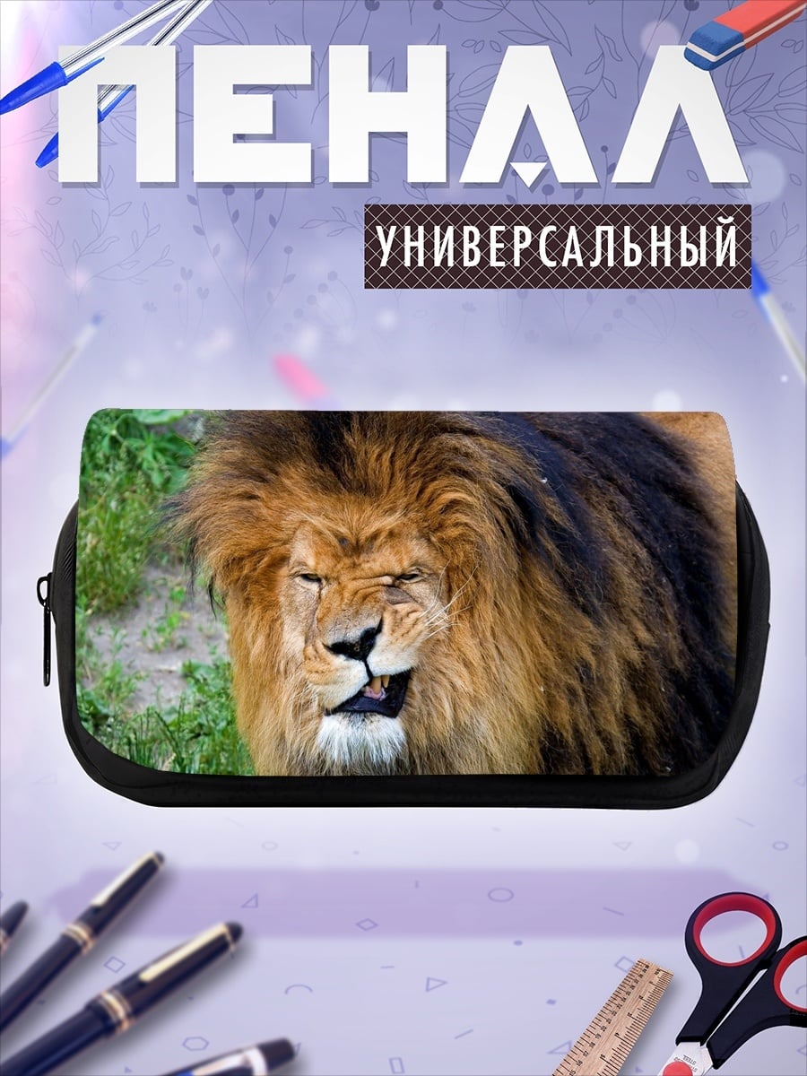 Пенал-косметичка грозный лев гривой