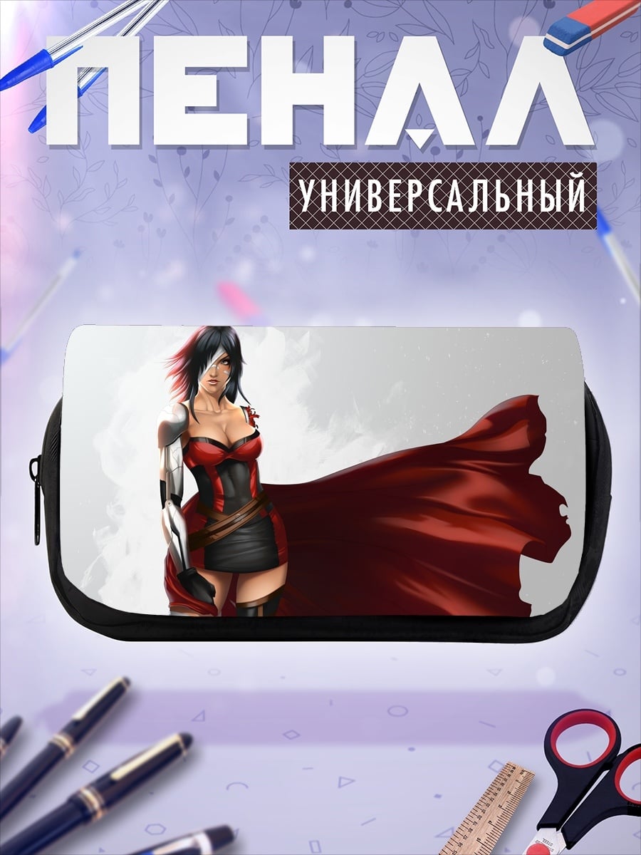 Пенал-косметичка девушка в плаще