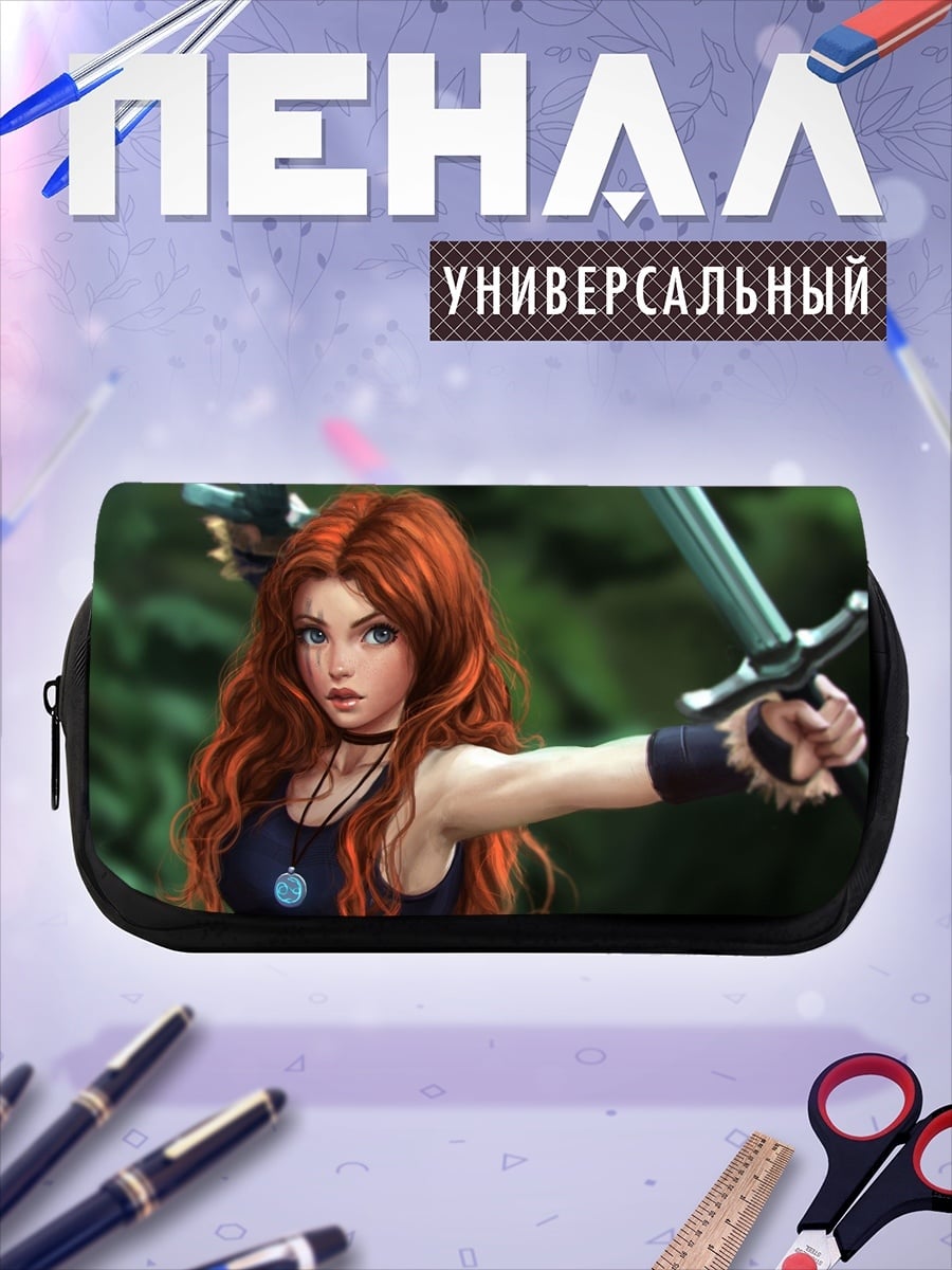 Пенал-косметичка Рыжая воительница с мечом