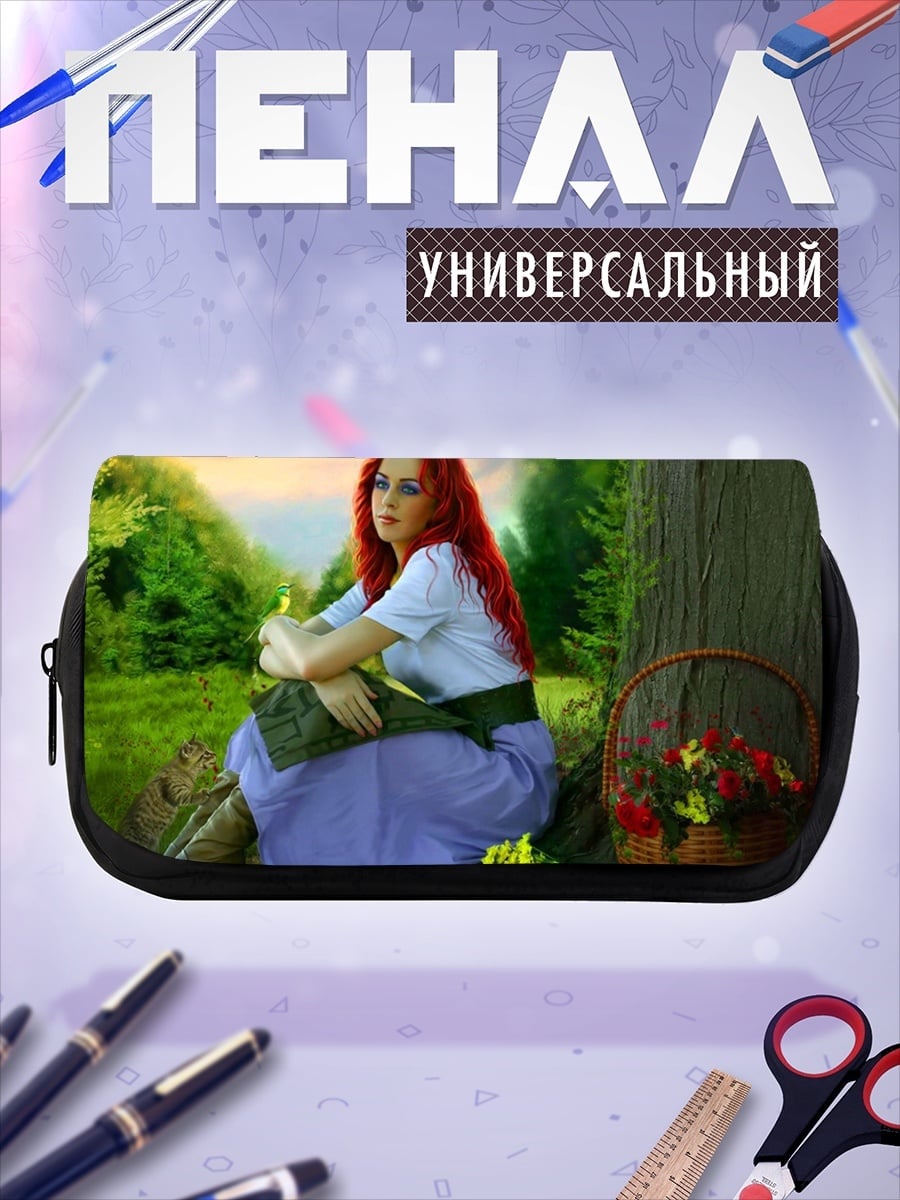 Пенал-косметичка девушка в лесу