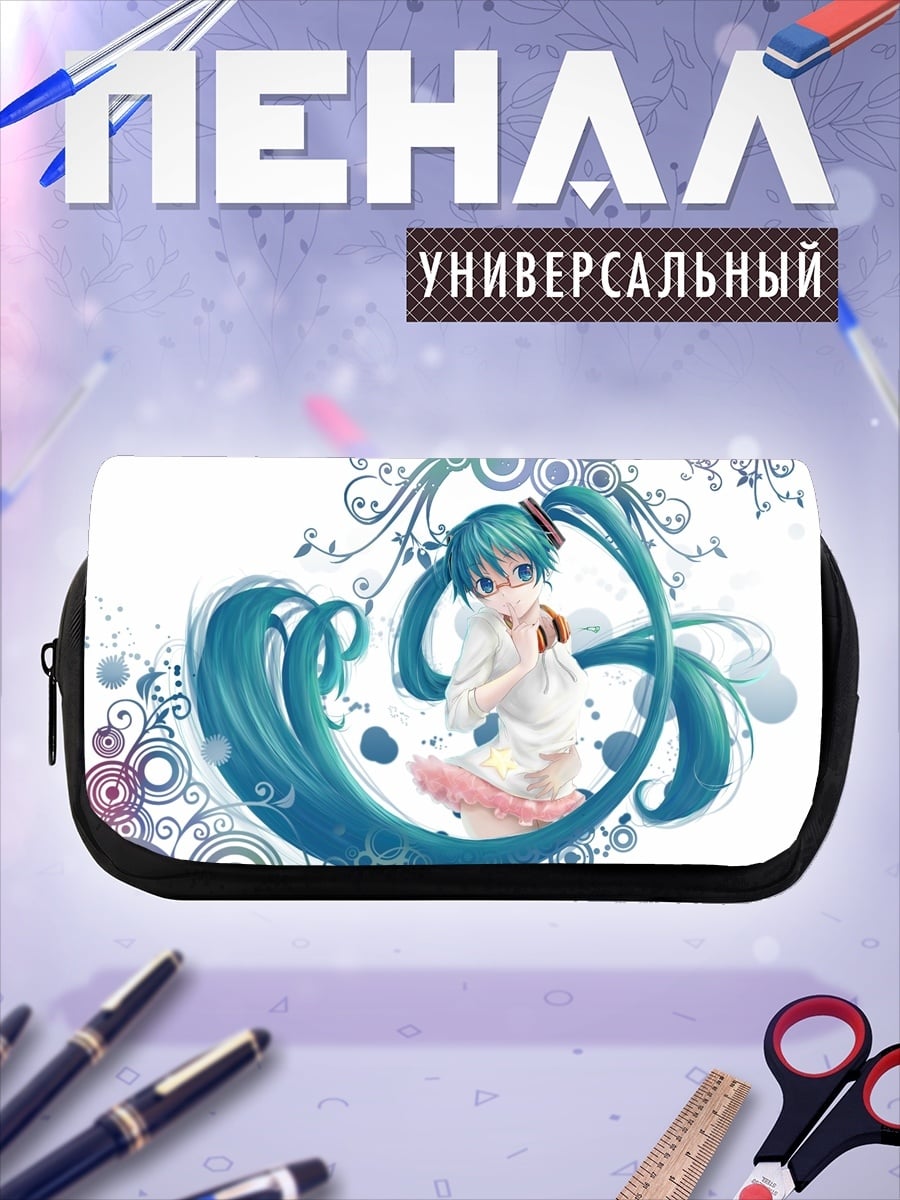 Пенал-косметичка Мику Хацунэ цветы
