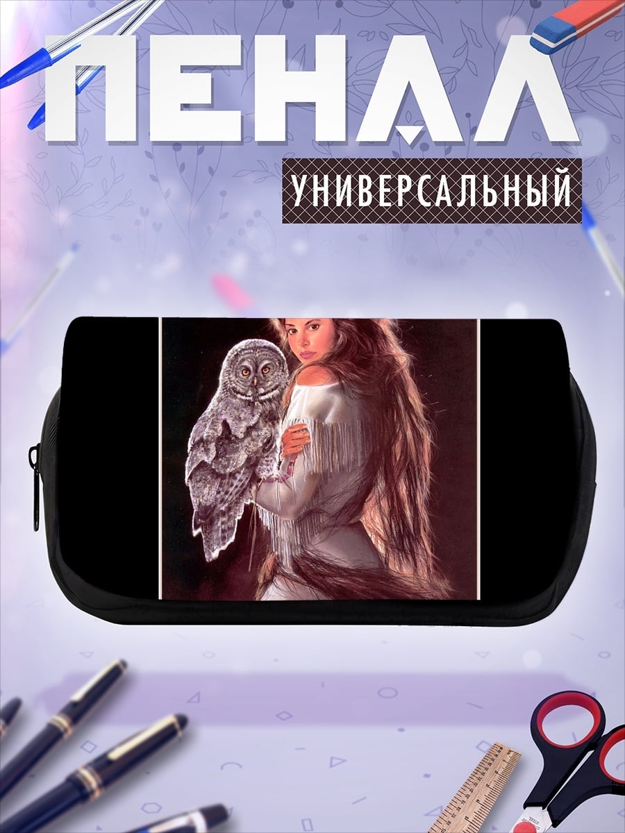 Пенал-косметичка Девушка с совой
