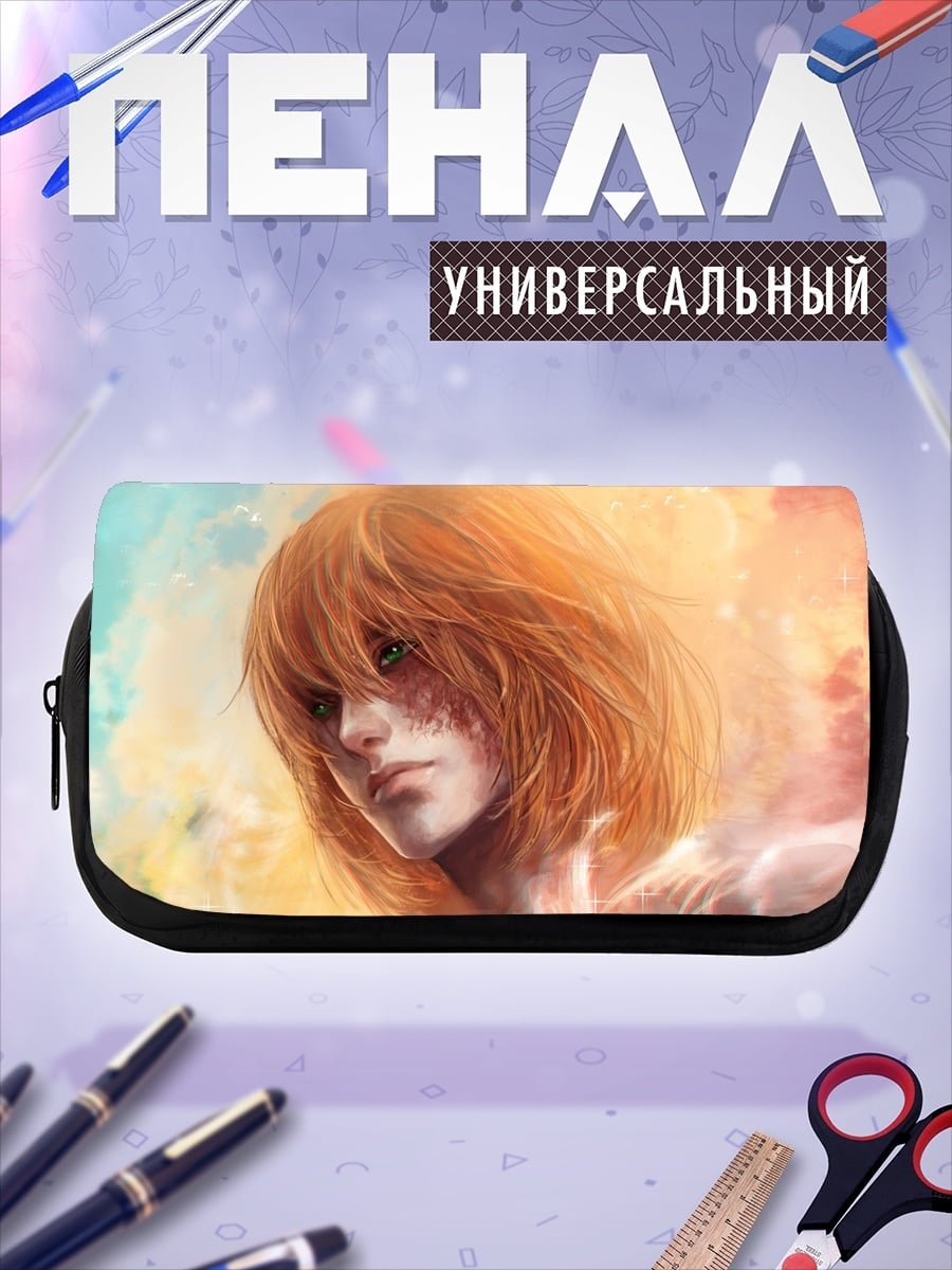 Пенал-косметичка девушка с рыжими волосами