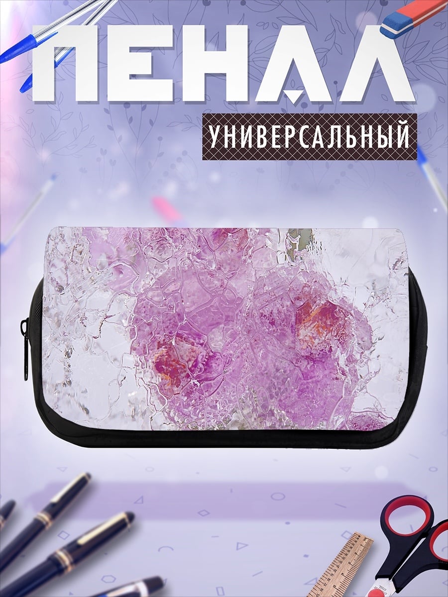 Пенал-косметичка розовые цветы лед