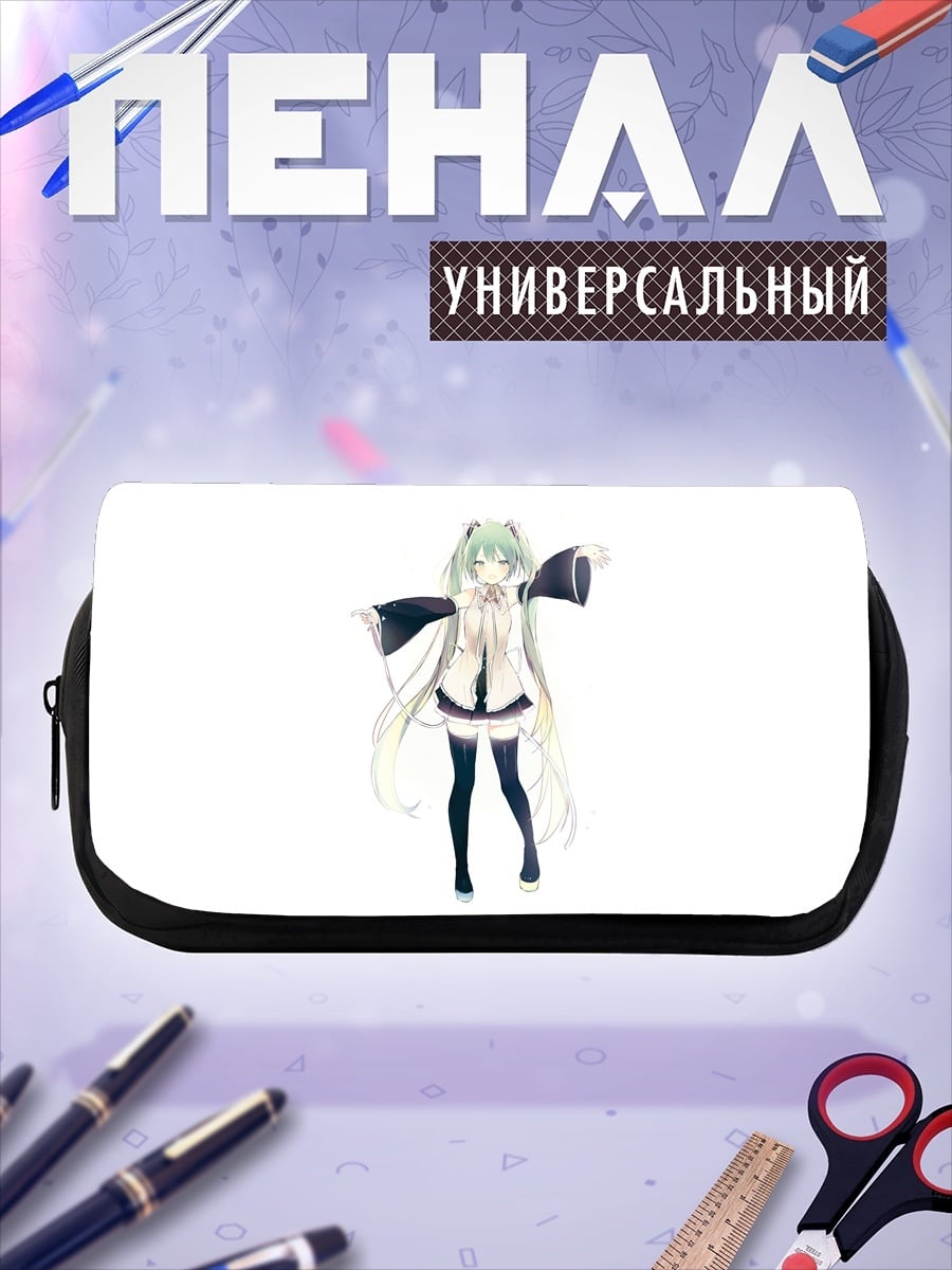 Пенал-косметичка зеленоволосая аниме девушка
