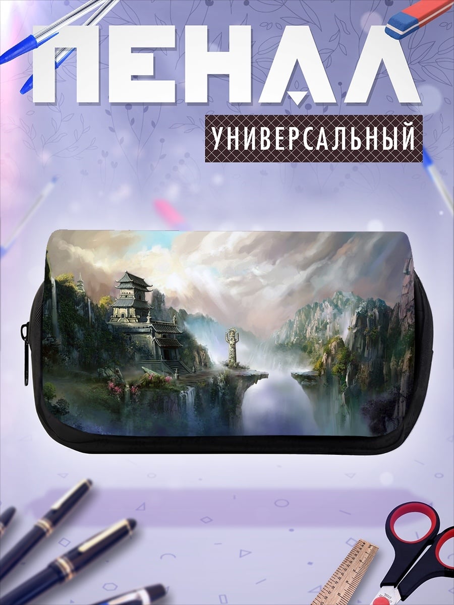 Пенал-косметичка Восточный пейзаж с водопадом