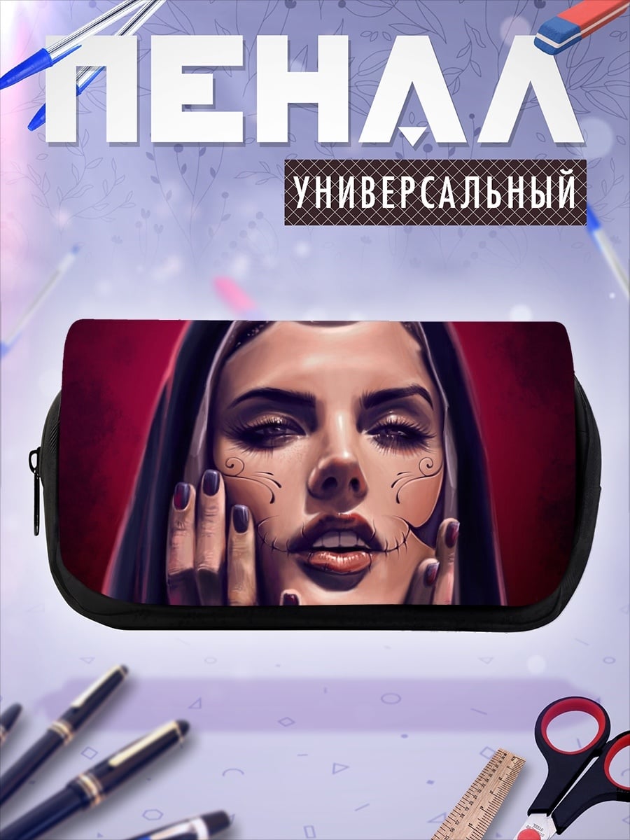 Пенал-косметичка девушка в капюшоне