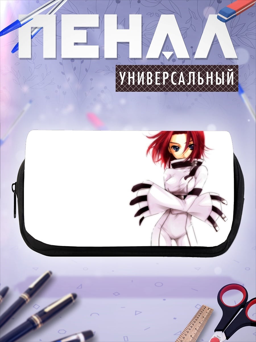 Пенал-косметичка девушка в белом костюме