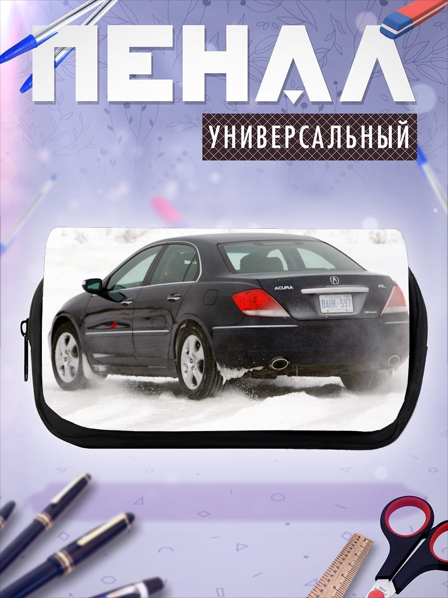 Пенал-косметичка Черный седан на снегу