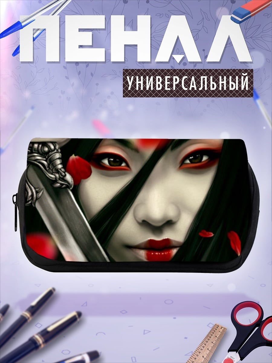 Пенал-косметичка Японская воительница лепестки