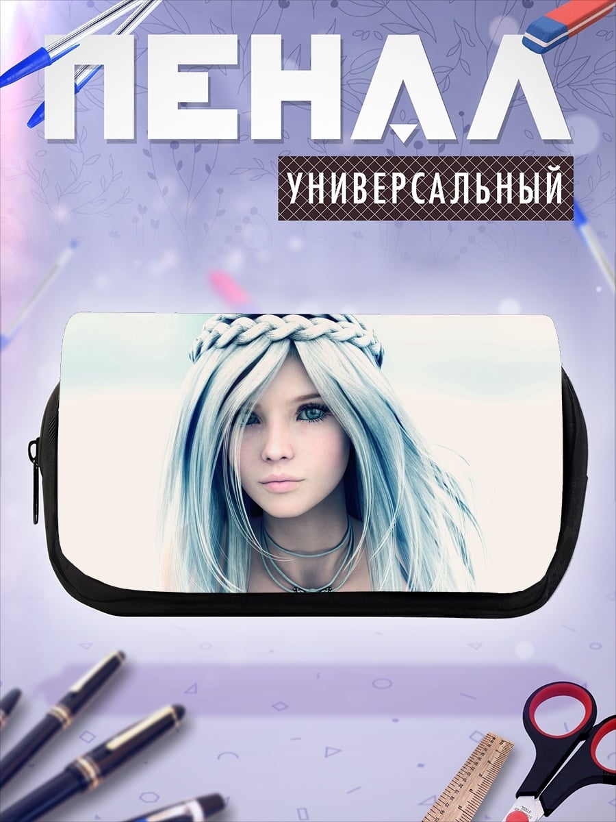 Пенал-косметичка девушка с косой