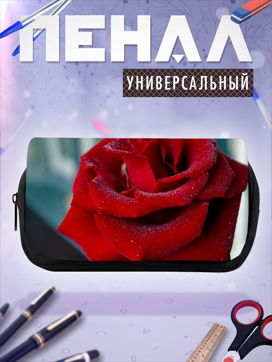 Пенал-косметичка красная роза капли