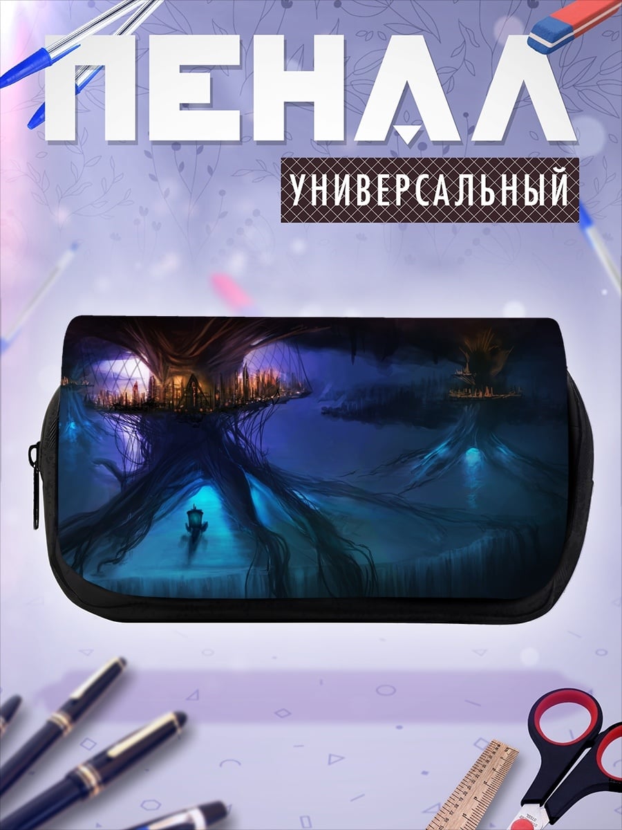 Пенал-косметичка Фэнтези лес синий
