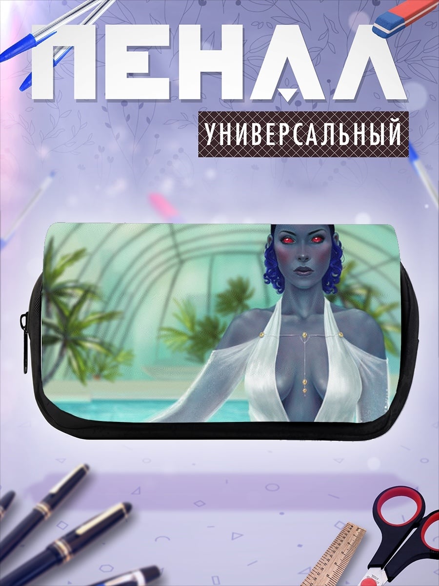 Пенал-косметичка синяя девушка бассейн