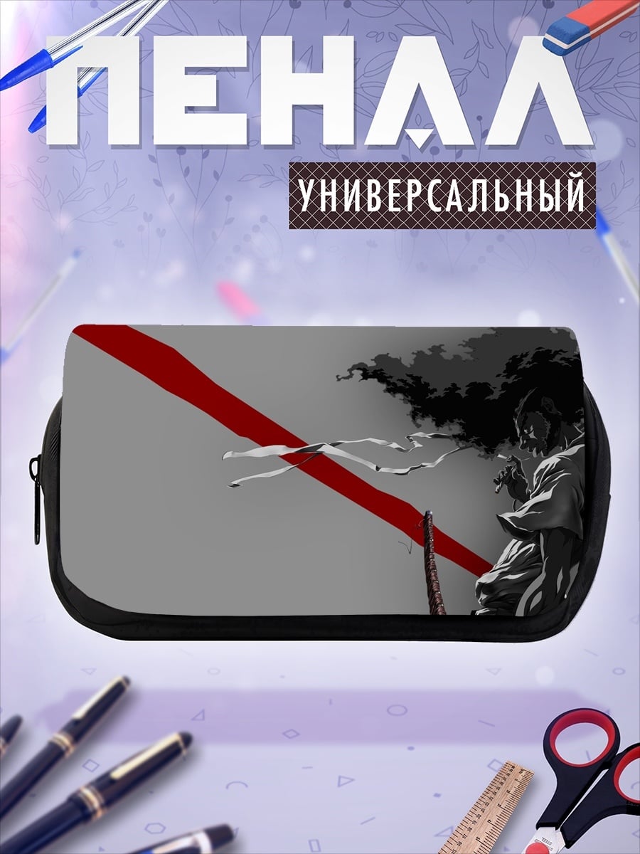 Пенал-косметичка Афро самурай красный