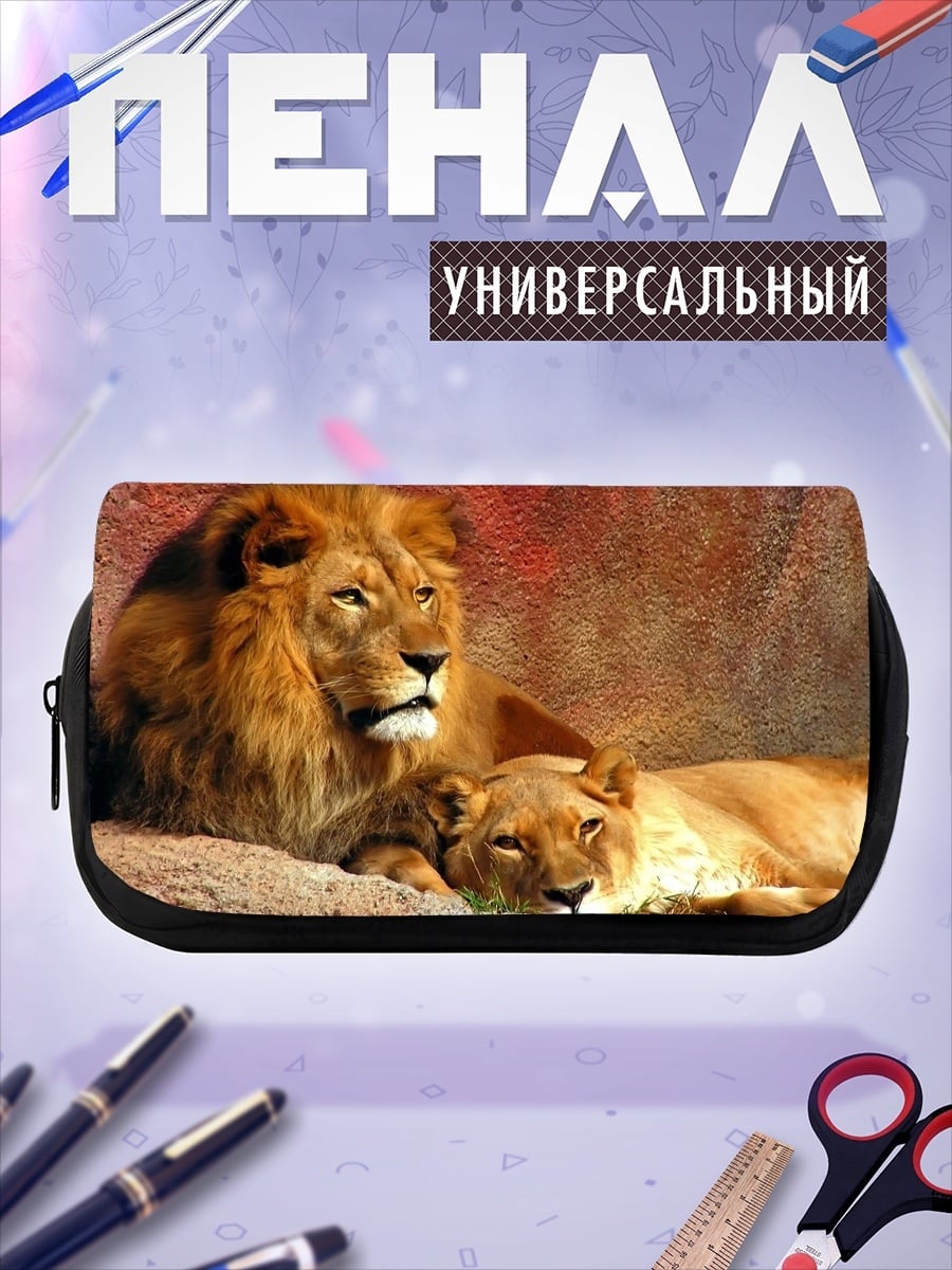 Пенал-косметичка Львы в скалах