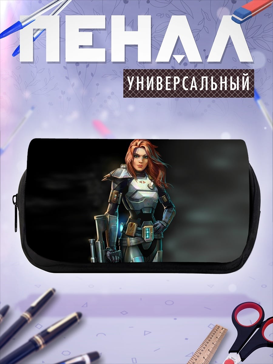 Пенал-косметичка девушка киберпанк