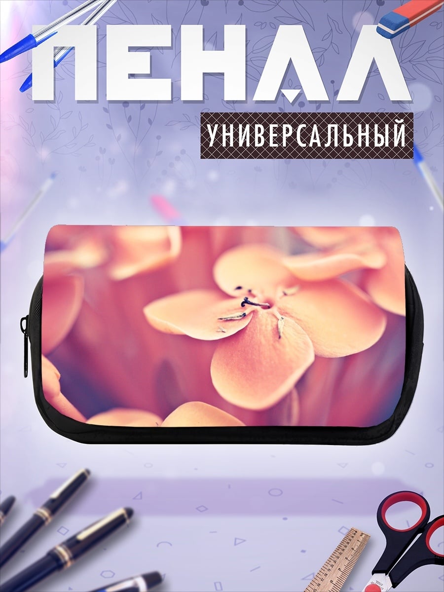 Пенал-косметичка Розовые цветы макро