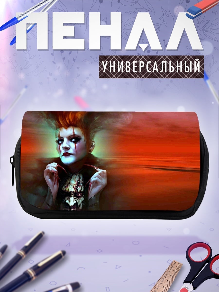 Пенал-косметичка готическая девушка в огне