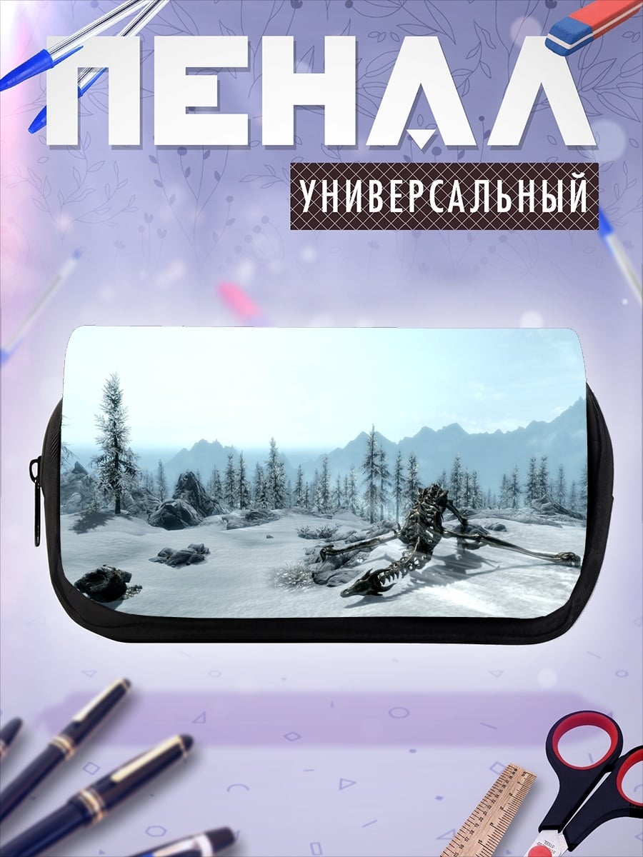 Пенал-косметичка Зимний пейзаж с драконом