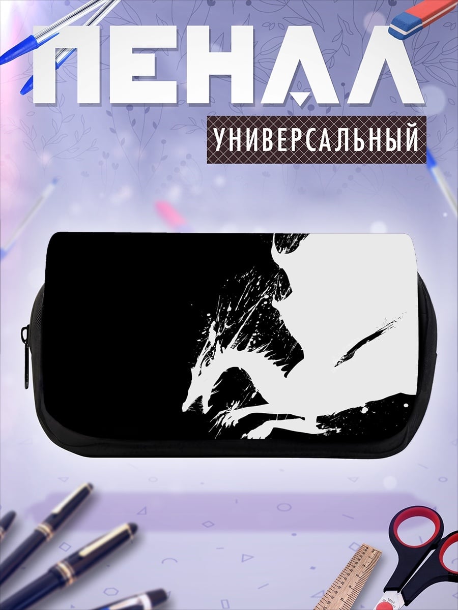 Пенал-косметичка Белый феникс на черном