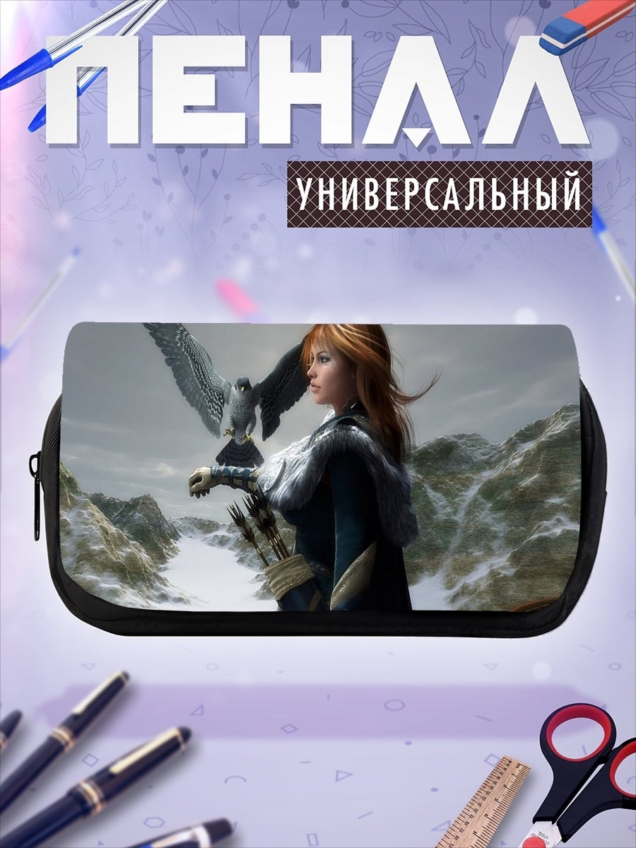 Пенал-косметичка Девушка с соколом