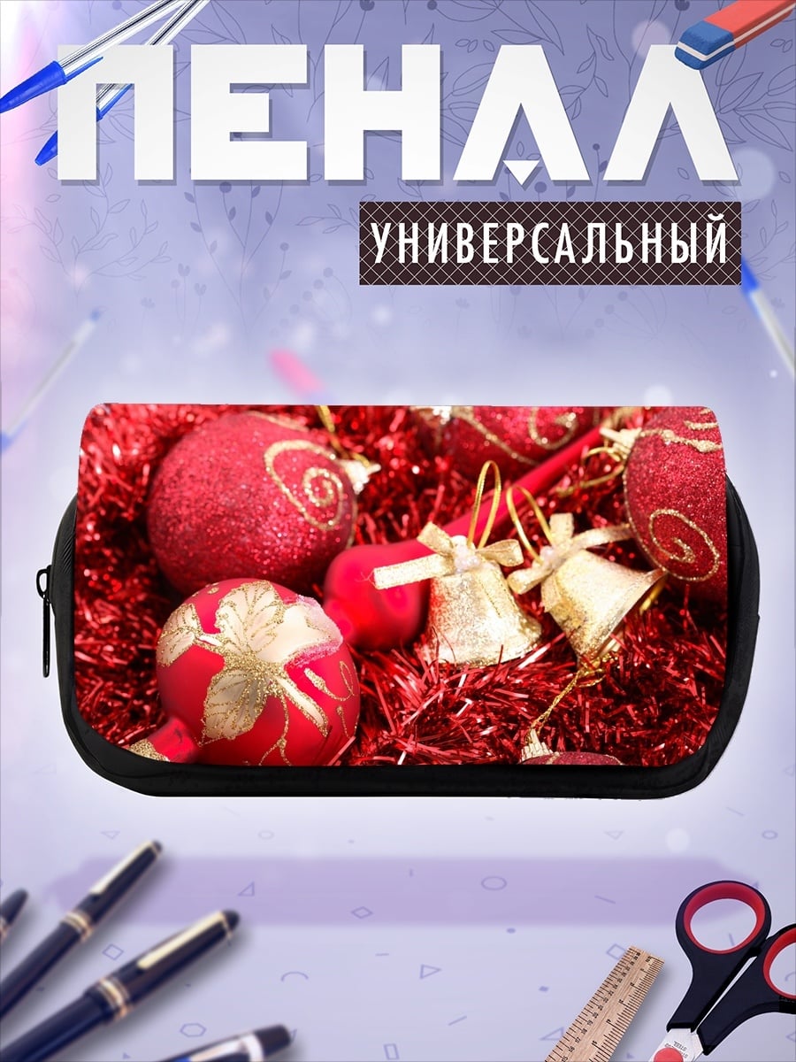 Пенал-косметичка красные рождественские украшения