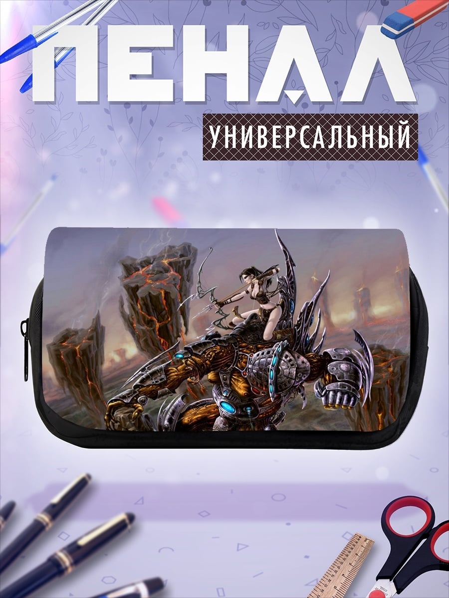 Пенал-косметичка Девушка на механическом големе