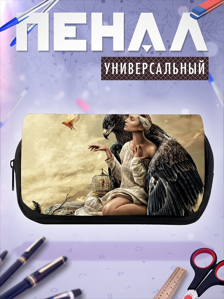Пенал-косметичка Девушка с орлом