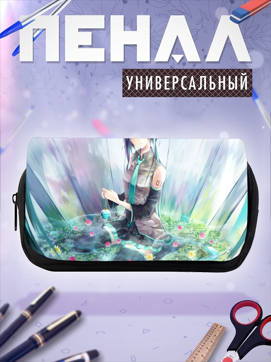 Пенал-косметичка Аниме девушка цветы