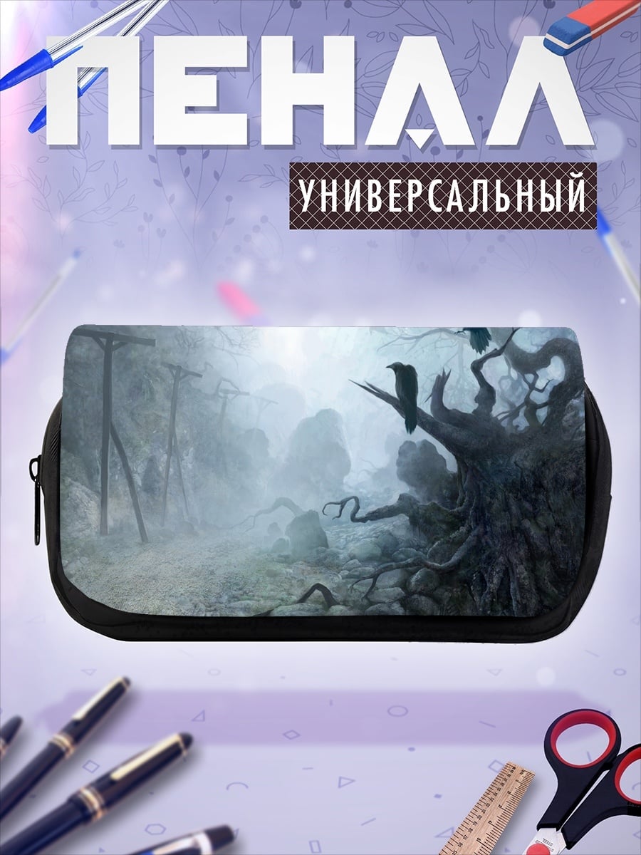 Пенал-косметичка мрачный лес вороны