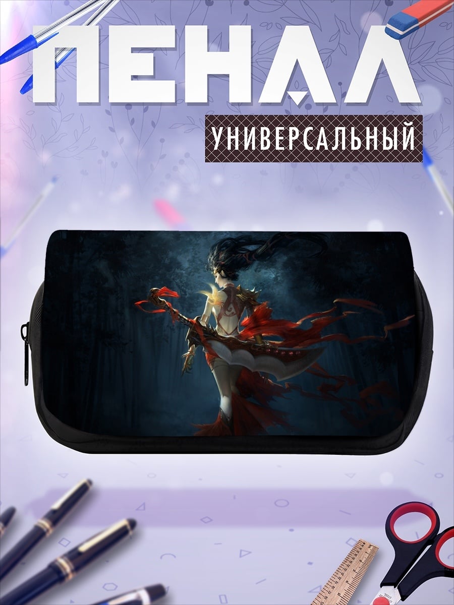 Пенал-косметичка Девушка с красными лентами