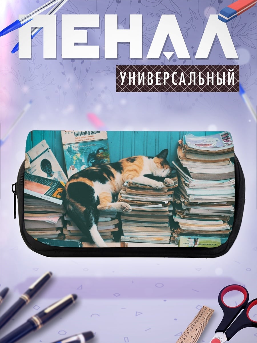 Пенал-косметичка Кот на книгах