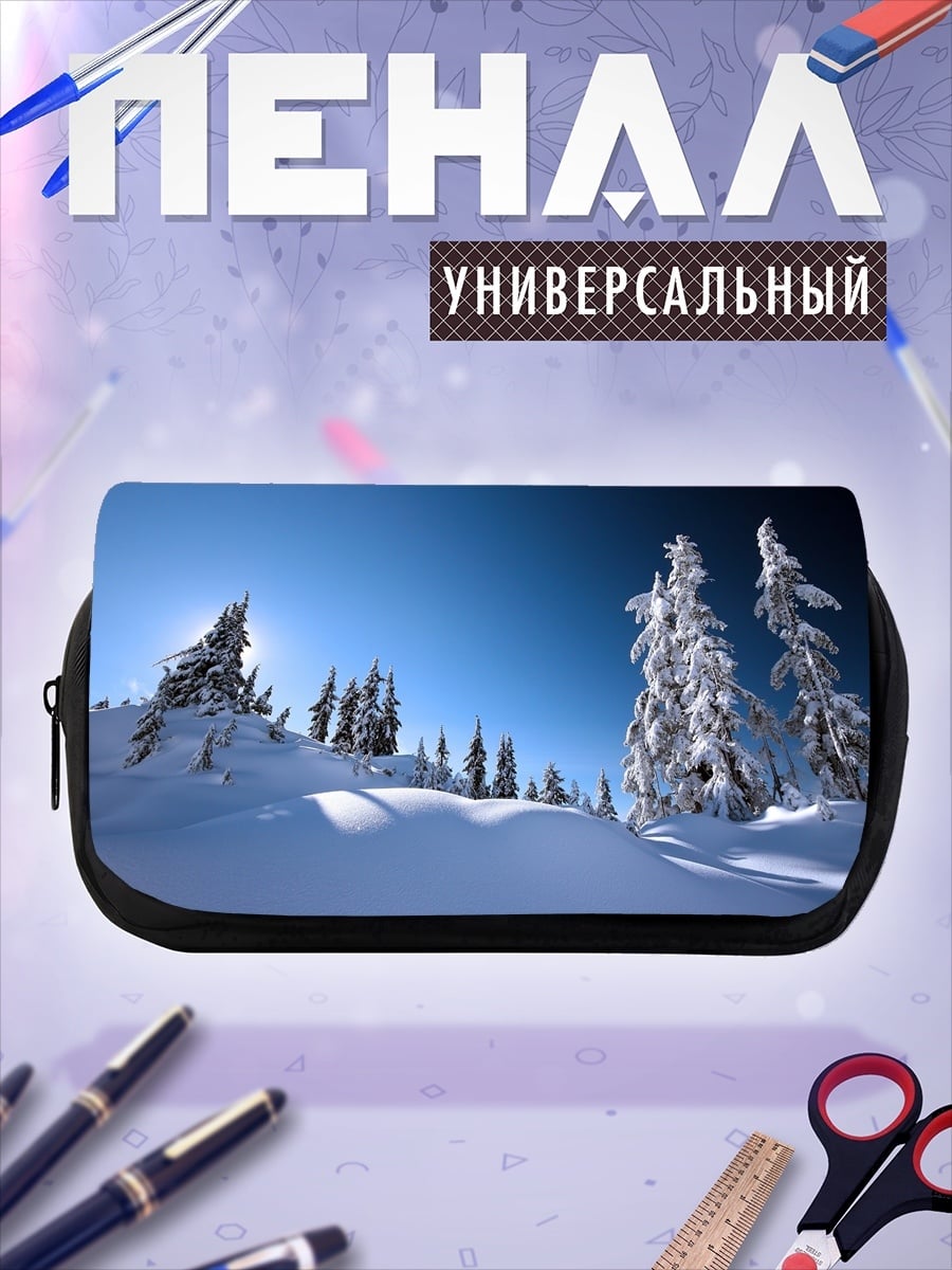 Пенал-косметичка зимний пейзаж ели