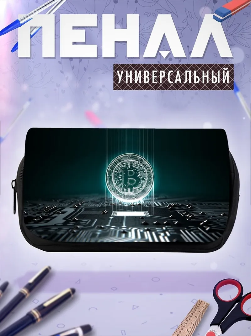 Пенал-косметичка Биткоин на плате