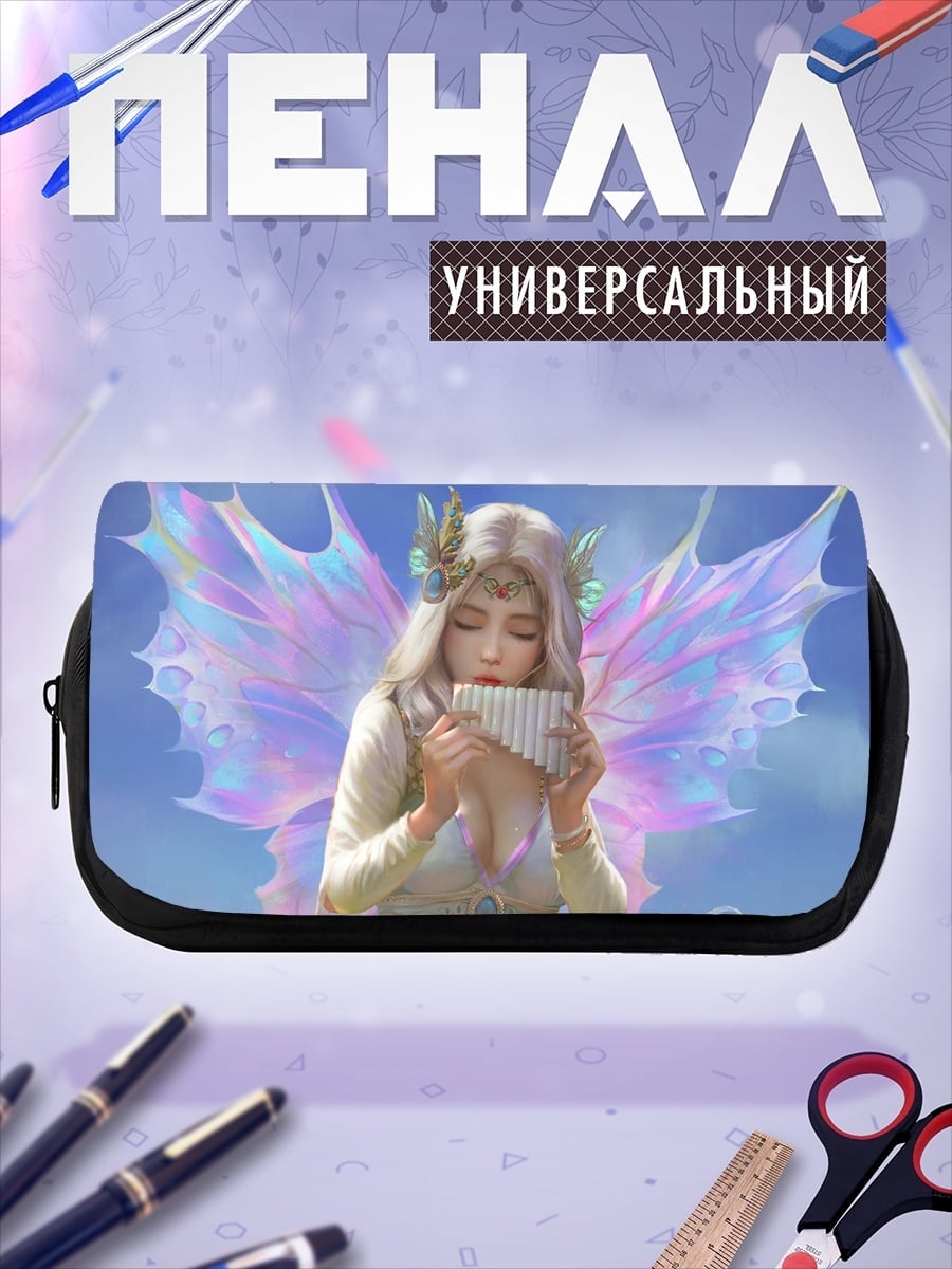 Пенал-косметичка девушка с флейтой