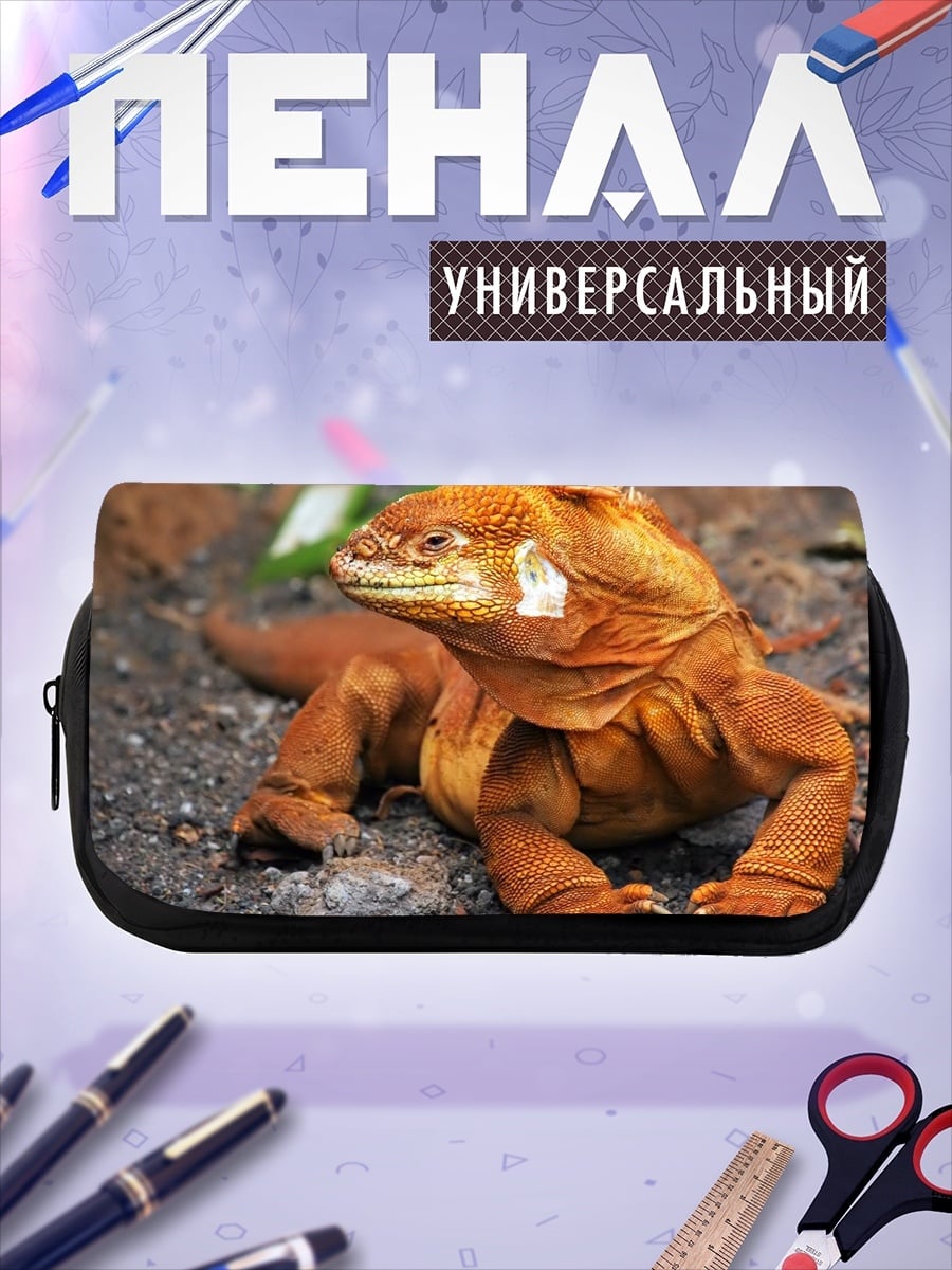 Пенал-косметичка Оранжевая игуана на земле