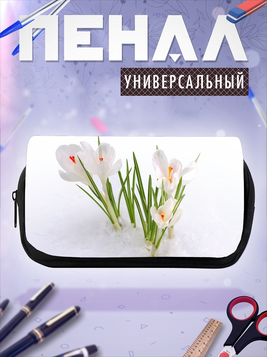 Пенал-косметичка крокусы на снегу