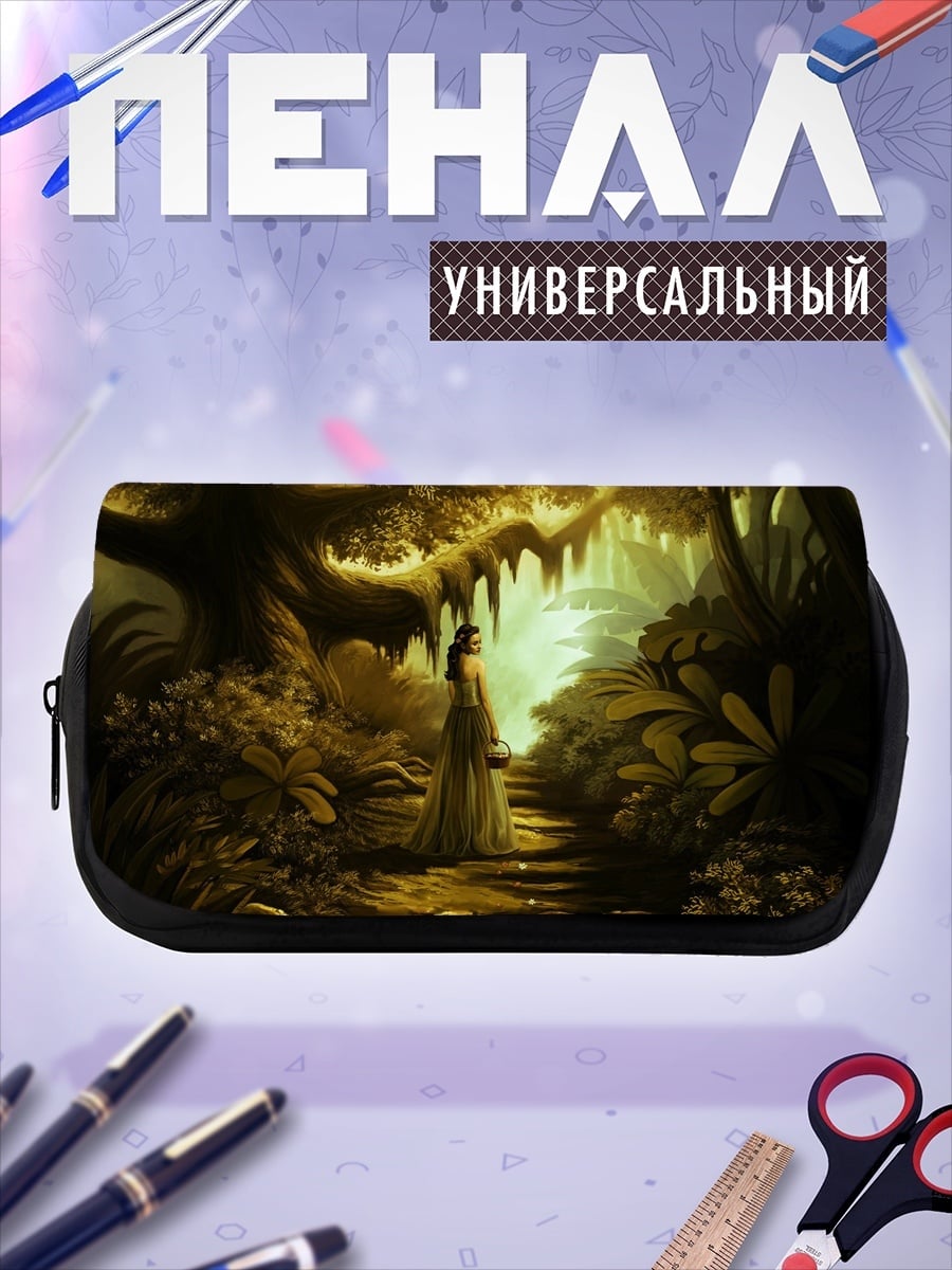Пенал-косметичка девушка в волшебном лесу