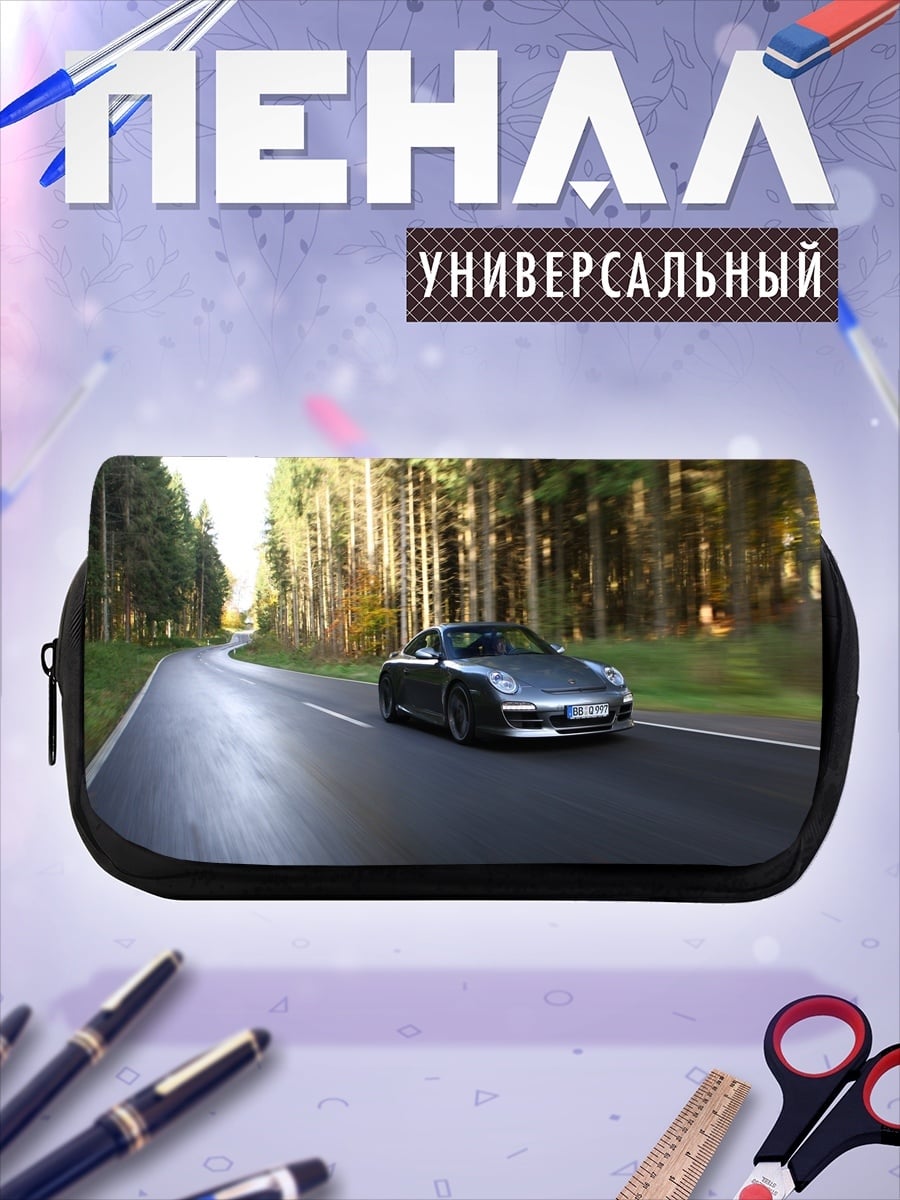 Пенал-косметичка Спортивный автомобиль в лесу
