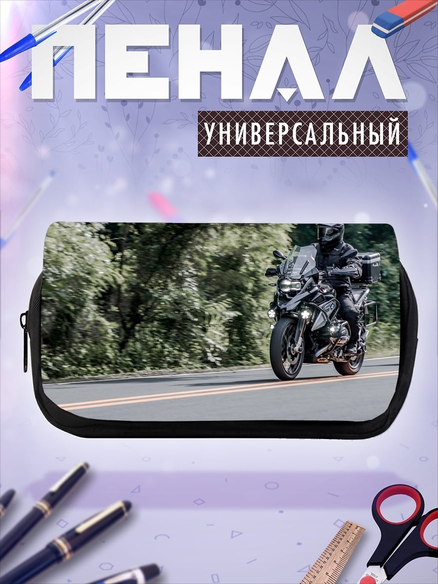 Пенал-косметичка Мотоциклист в лесу
