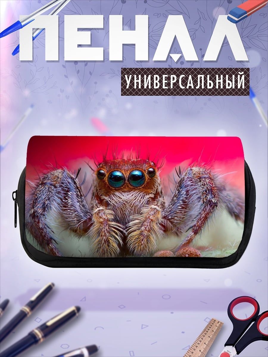 Пенал-косметичка паук-скакун крупным планом