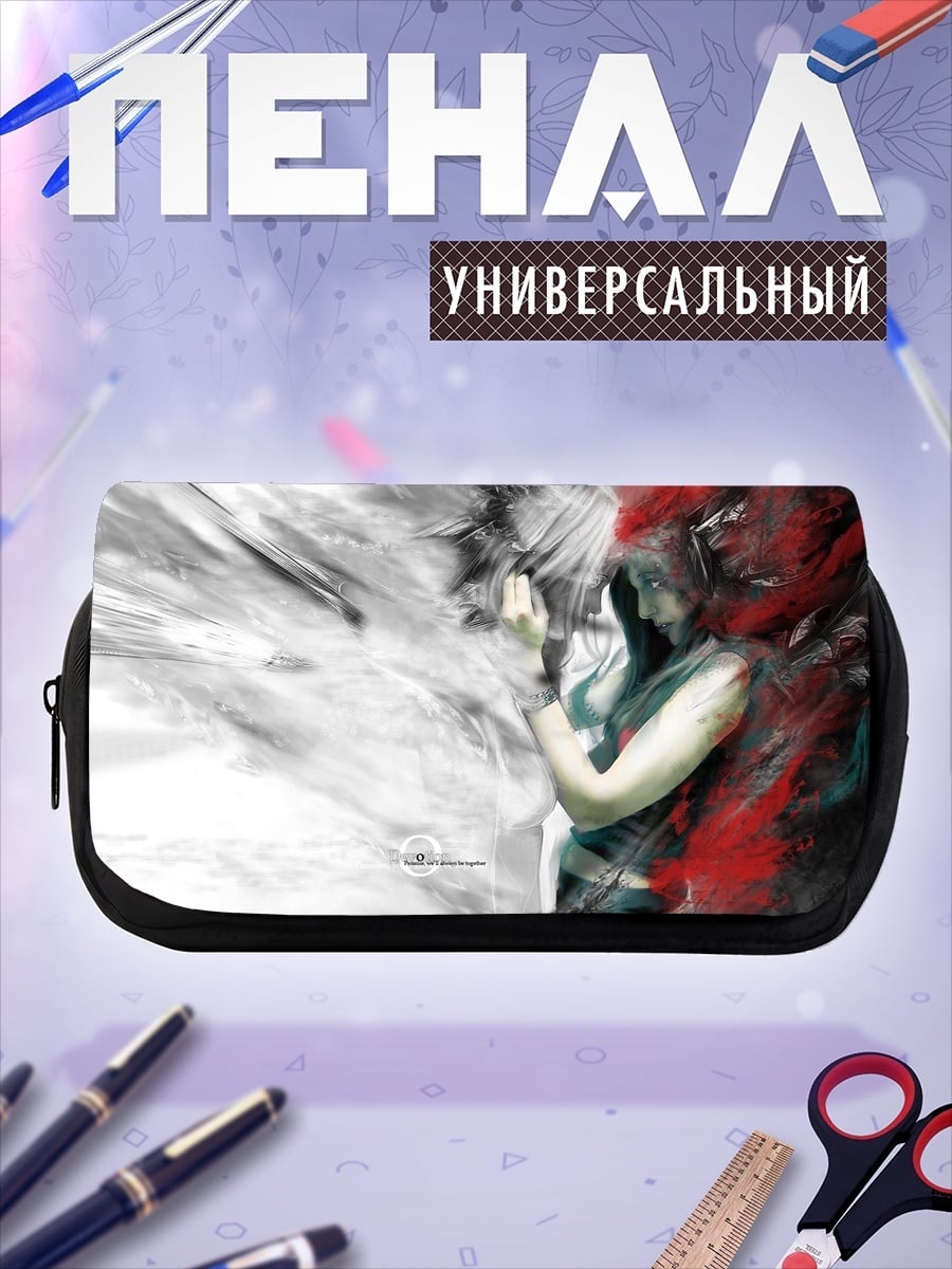 Пенал-косметичка черно-красная душа