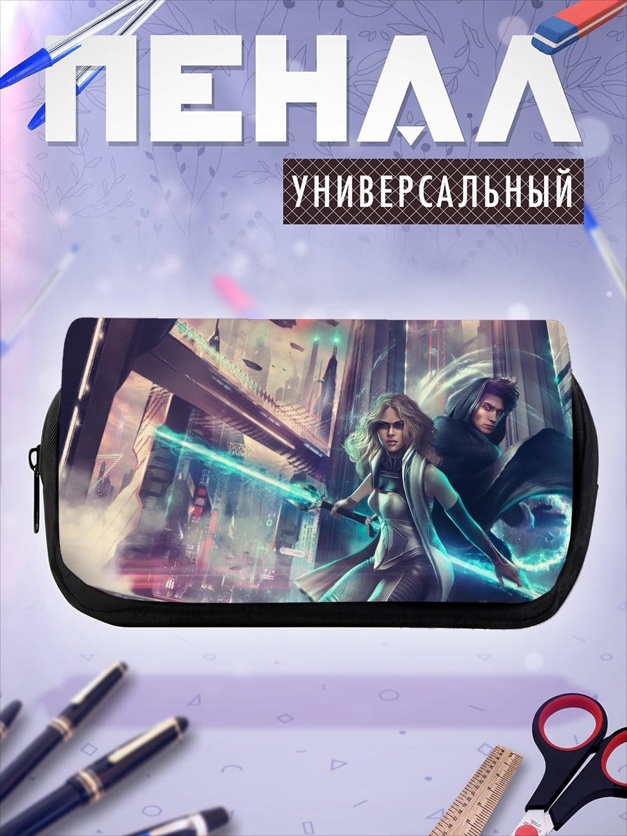 Пенал-косметичка Киберпанк пара с мечами