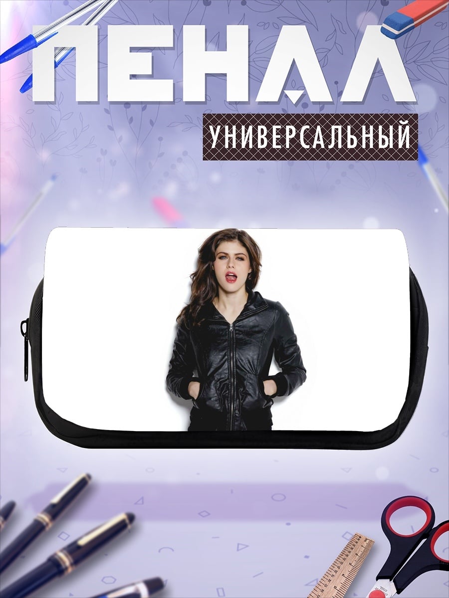 Пенал-косметичка девушка в куртке