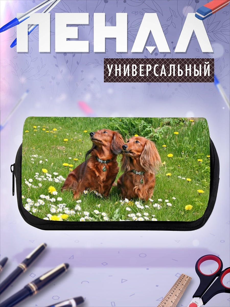 Пенал-косметичка Таксы в цветах